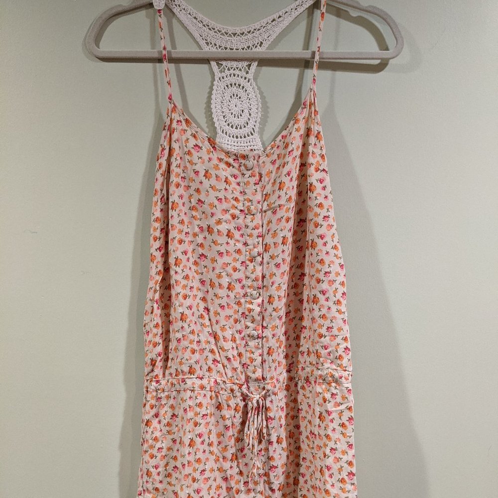 Floral Crochet Shorts Romper